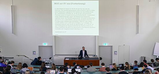 Instructor teaching in campus